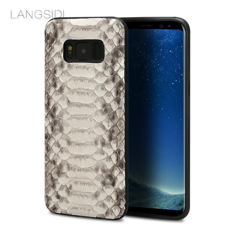 Брендовый чехол для сотового телефона LANGSIDI из натуральной кожи питона Samsung Galaxy S8