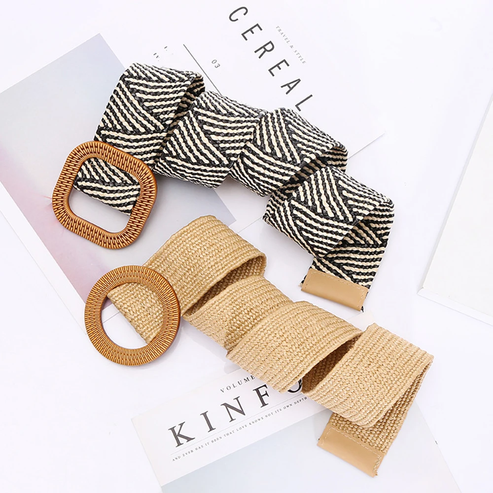 Эластичный соломенный женский ремень декоративные ремни платье на каждый день