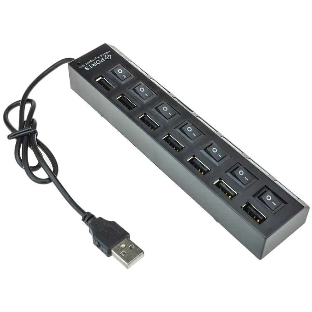 Высокая Скорость 480 Мбит/с 7 Порты и разъёмы USB 2.0 концентратор с индивидуальным