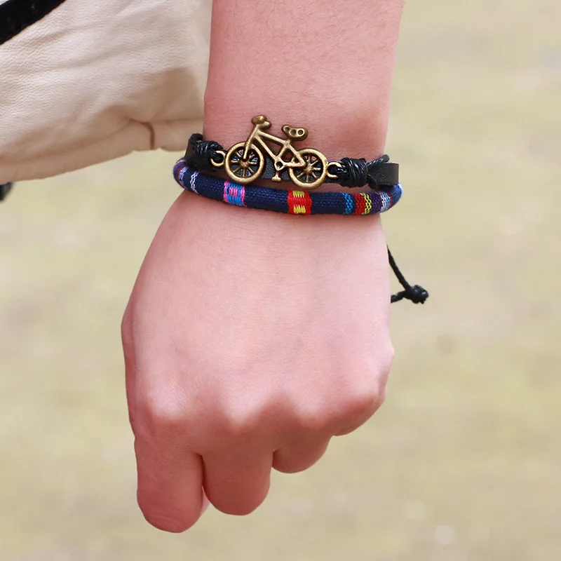 Новинка 2017 модный кожаный браслет для велосипеда отдыха Ретро стиль