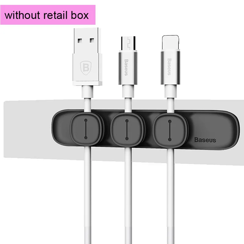 without retail box Baseus Магнитный защитный кабельный зажим Настольный аккуратный Кабельный органайзер USB зарядное устройство Кабельный Держатель автомобильный зарядный Магнитный кабель протектор - Цвет: without retail box