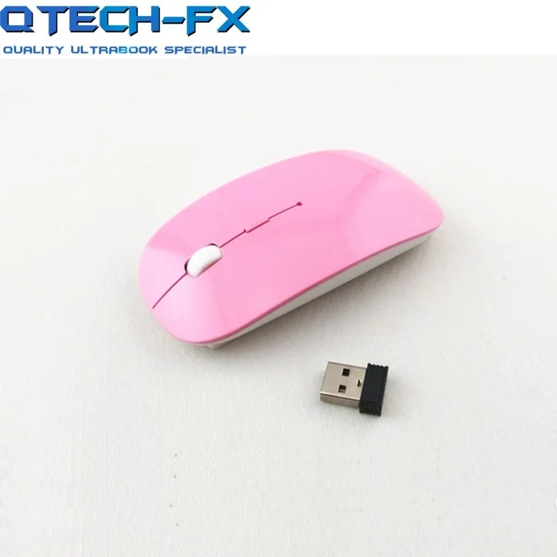 Ультратонкая Беспроводная usb-мышь 2,4G 6 цветов - Цвет: Розовый