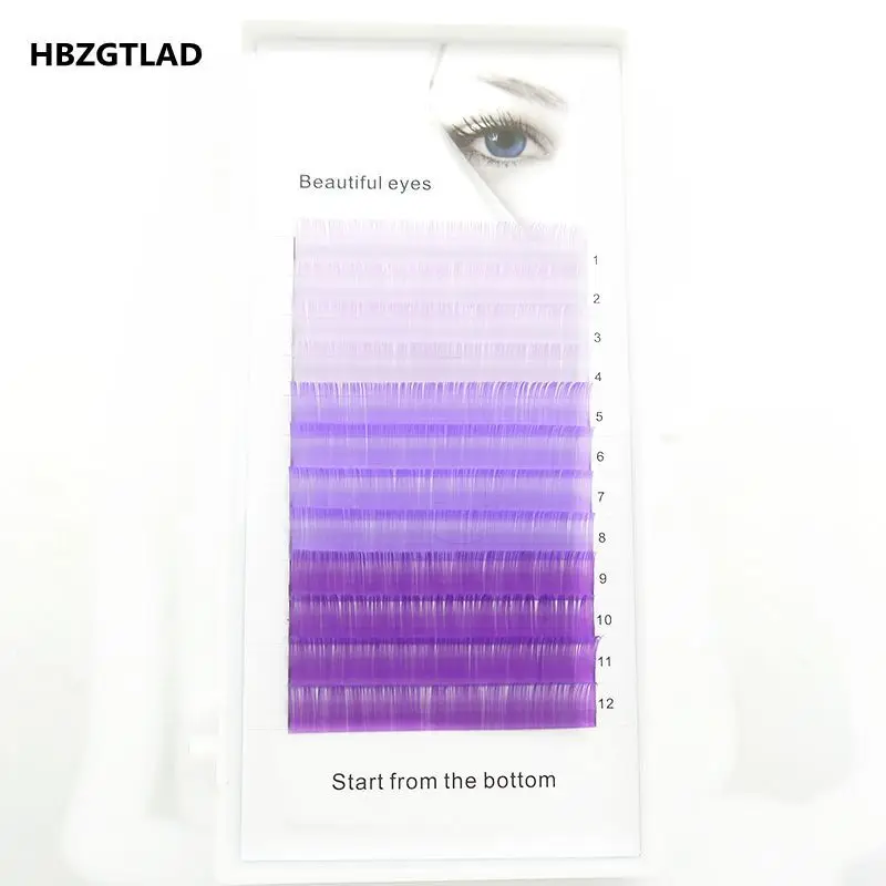 HBZGTLAD C/D 0,07/0,1 мм 8-15 мм Ложные ресницы синий+ зеленый+ фиолетовый+ серый ресницы индивидуальные цветные ресницы из искусственной кожи, ресниц для наращивания