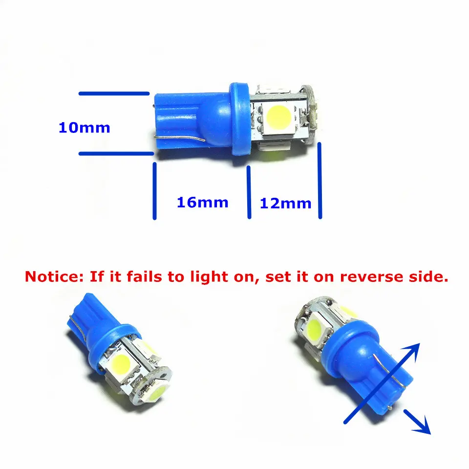 24V светодиодный Кристалл синий цвет автомобильная лампа T10(5*5050 SMD)W5W W2.1X9.5d для