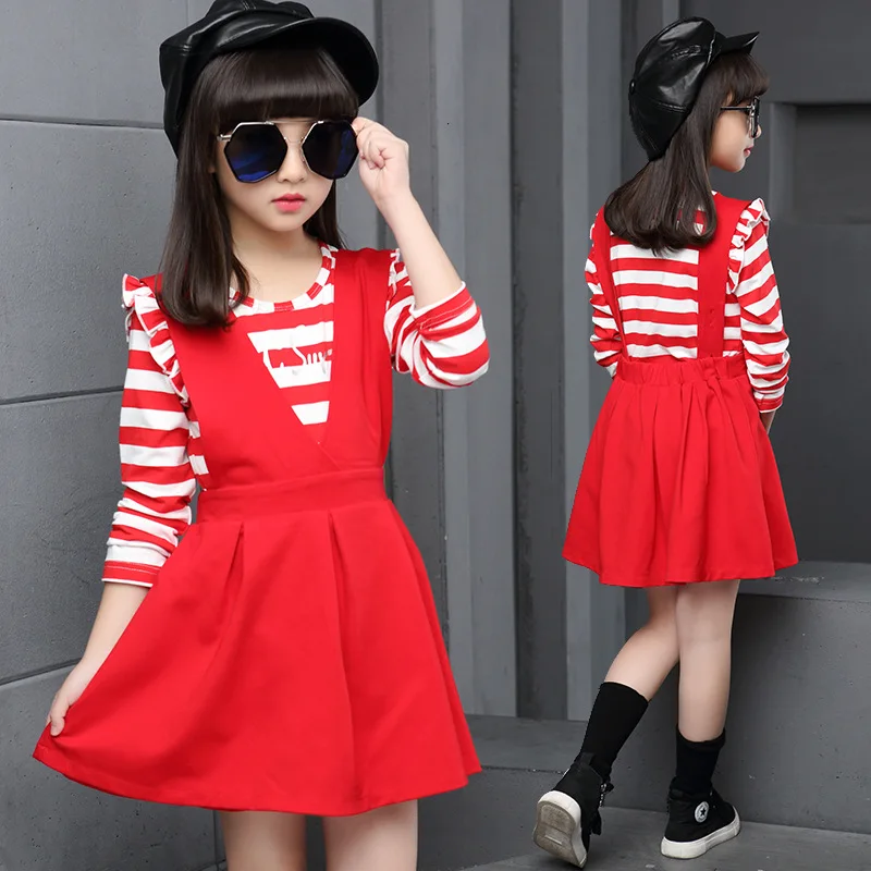 Топы с длинными рукавами рубашка полосатые юбки пачки 2 предмета милые наряды