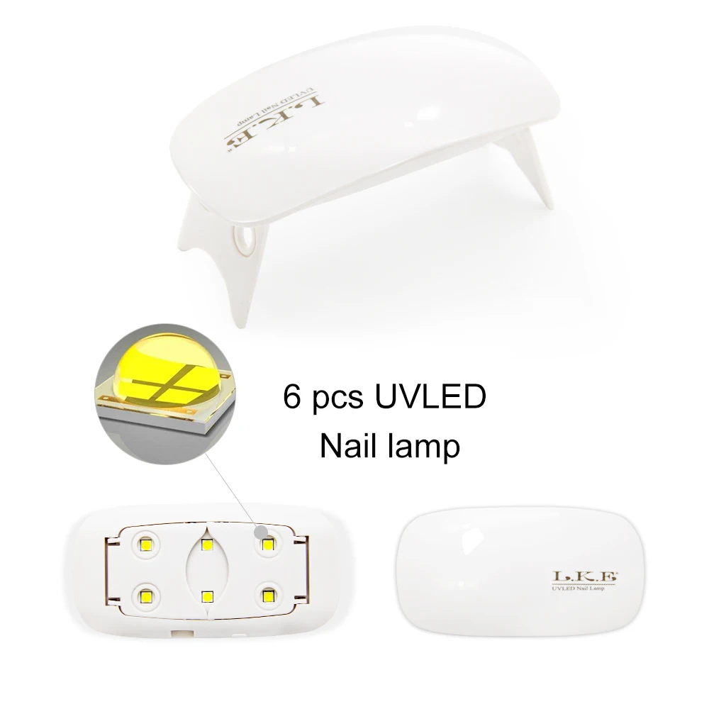 LKE 12 Вт лампа для ногтей 6 световых LED Сушилка Искусство Маникюр портативная