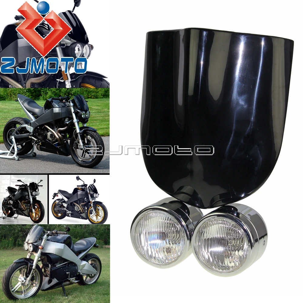МОТОЦИКЛ хром двойная фара Dominator двойной Headamp w/ Fly ветрового стекла для Suzuki Buell SFV650