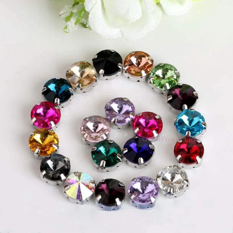 Стекло Стразы! Спутниковая/круглая форма алмаз с коготь пришить страз металлическая основа Пряжка кристалл камень бусины для одежды