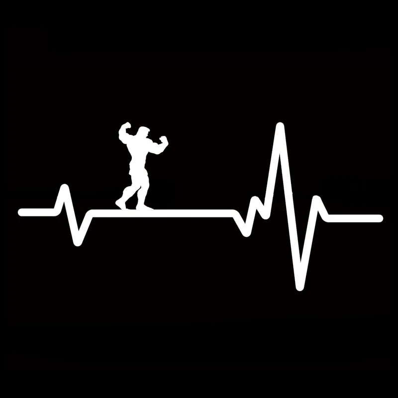 YJZT 16.5CM*7.6CM Car Sticker Flexing Bodybuilding Fitness Guy Heartbeat Vinyl Black/Silver C22-1198 | Автомобили и мотоциклы