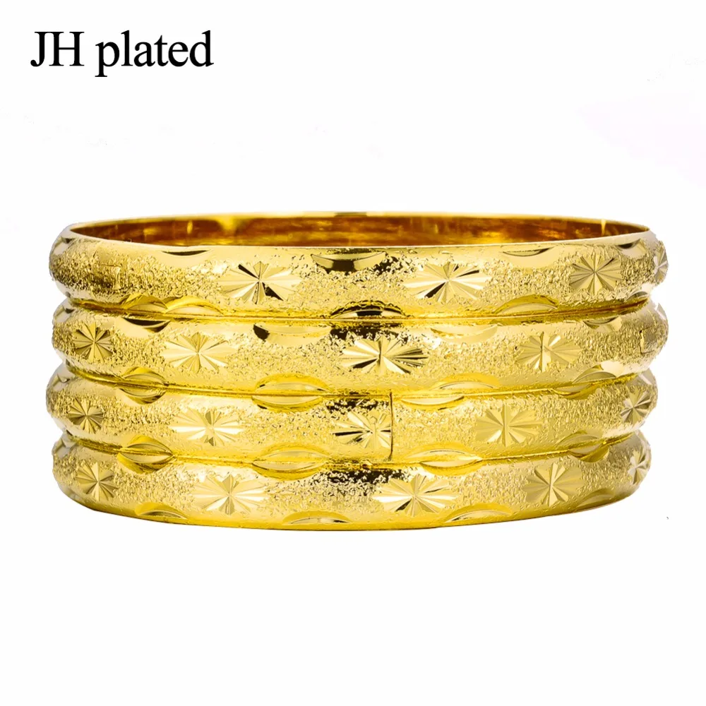 JHplated 4 Pieces Gold Color Fashion Bangle for Women/Girls Arab Dubai Bracelet Jewelry Ethiopian Africa | Украшения и аксессуары
