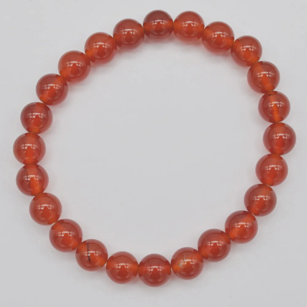 

8MM Red Carnelian Round Beads GEM Bracelet Bangle Stretch 8 Inch Jewelry G563