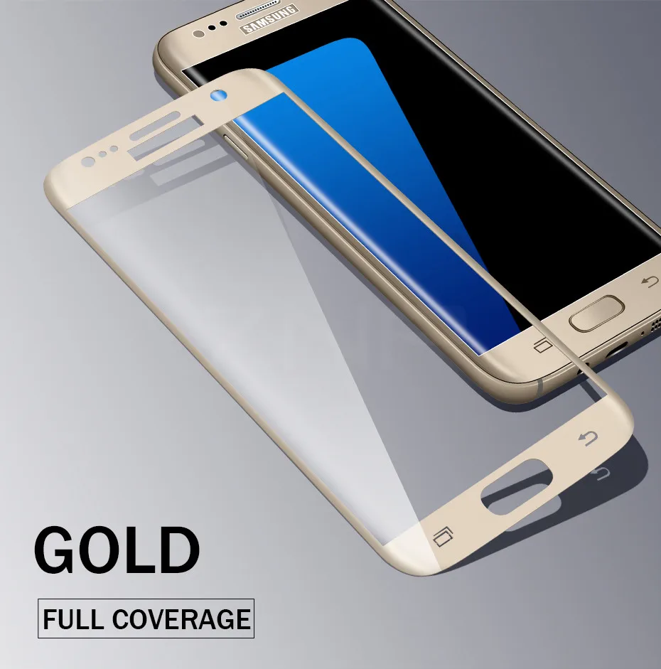ZNP 3D закругленные края полное покрытие протектор экрана для samsung Galaxy S6 S7 Edge закаленное стекло на samsung S7 S6 стеклянная пленка - Цвет: Gold