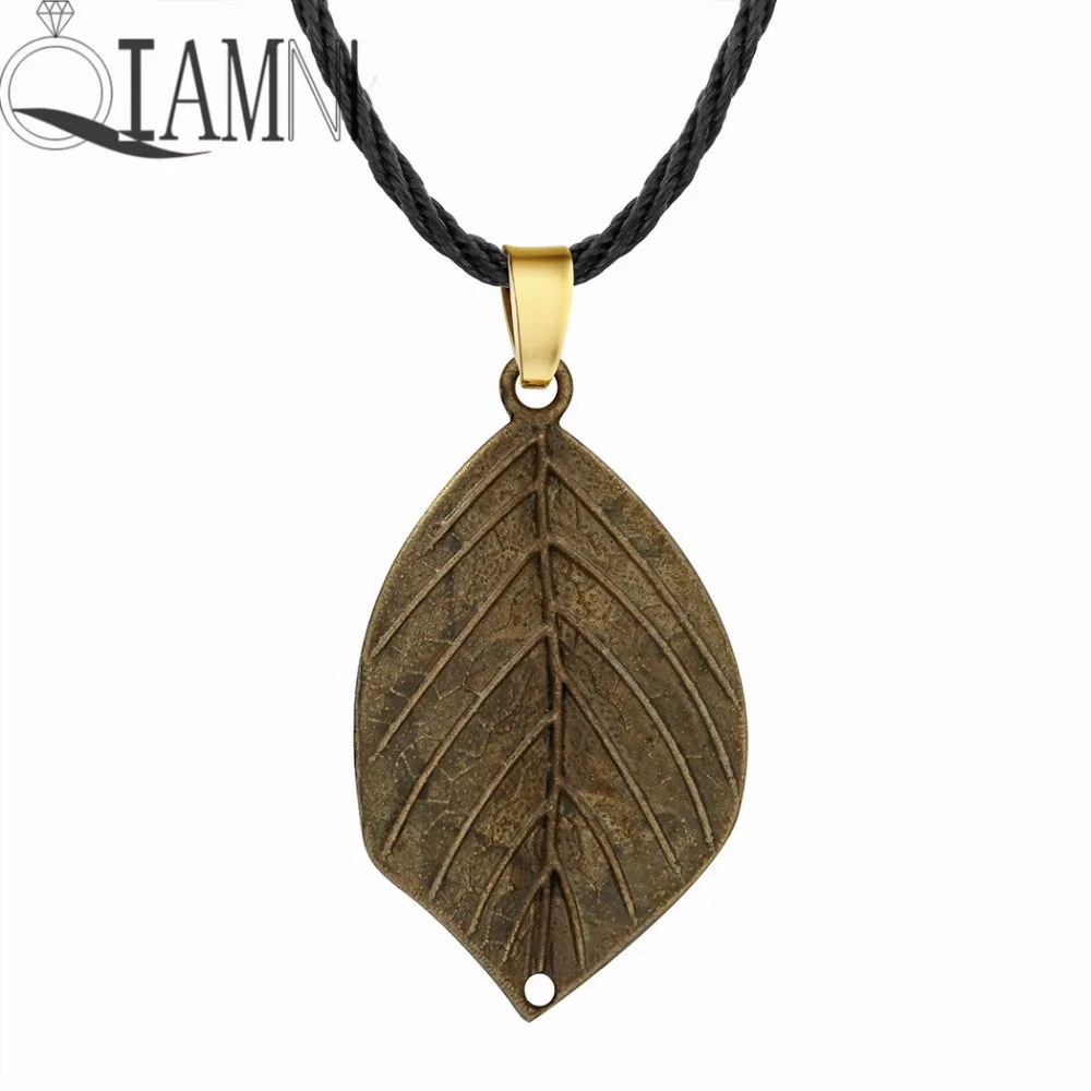 QIAMNI антикварное ожерелье с большим листом для женщин скандинавский винтажный