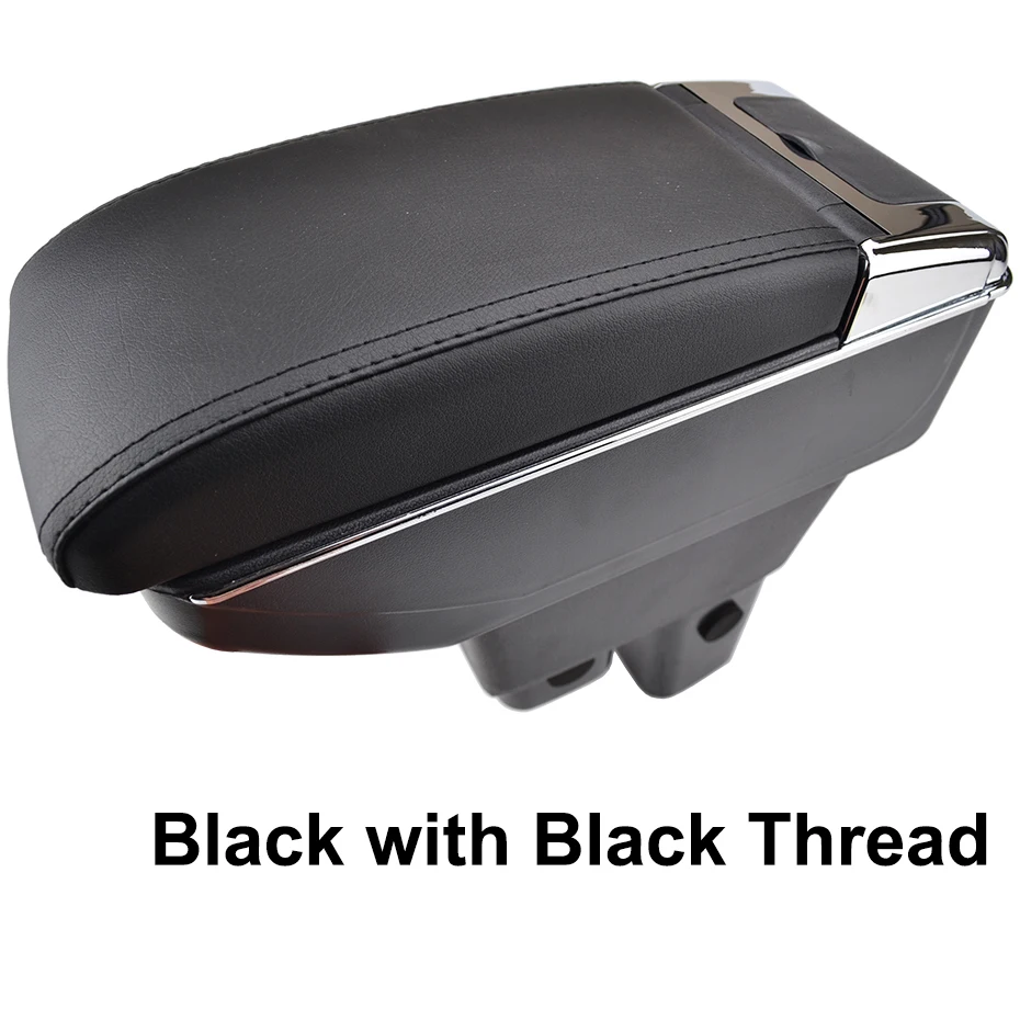 Black Thread Автомобильный ящик для хранения центр консоли кожаный двойной Слои держатель стаканов для Honda Jazz Fit 2009-2013 2010 2011 2012 - Название цвета: Black Thread