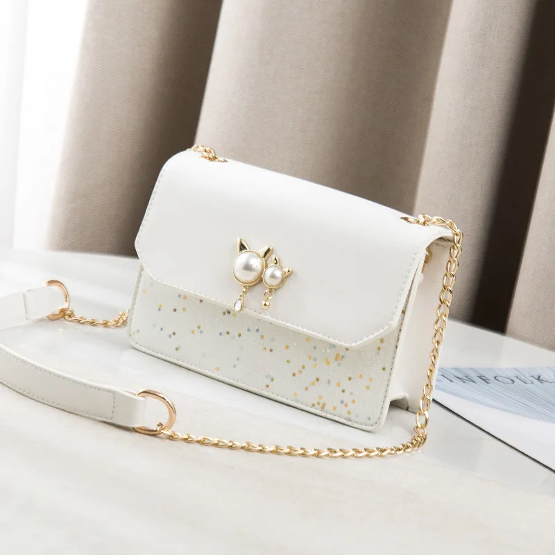 2018 New Arrival Autumn Small Flap Crossbody Bag PU Leather Pearl Panelled Women Shoulder Chain Patchwork Messenger | Багаж и сумки