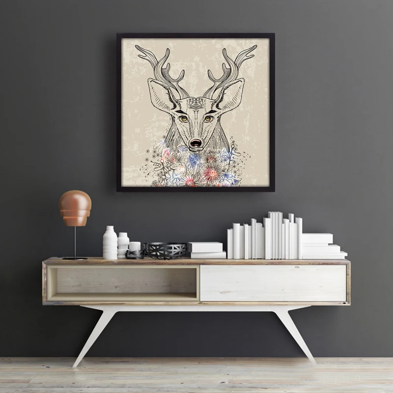 Cartoon version of the deer Silhouette Deer Family Canvas Decorative Painting Poster Wall Picture Decor Home decor no frame | Дом и сад