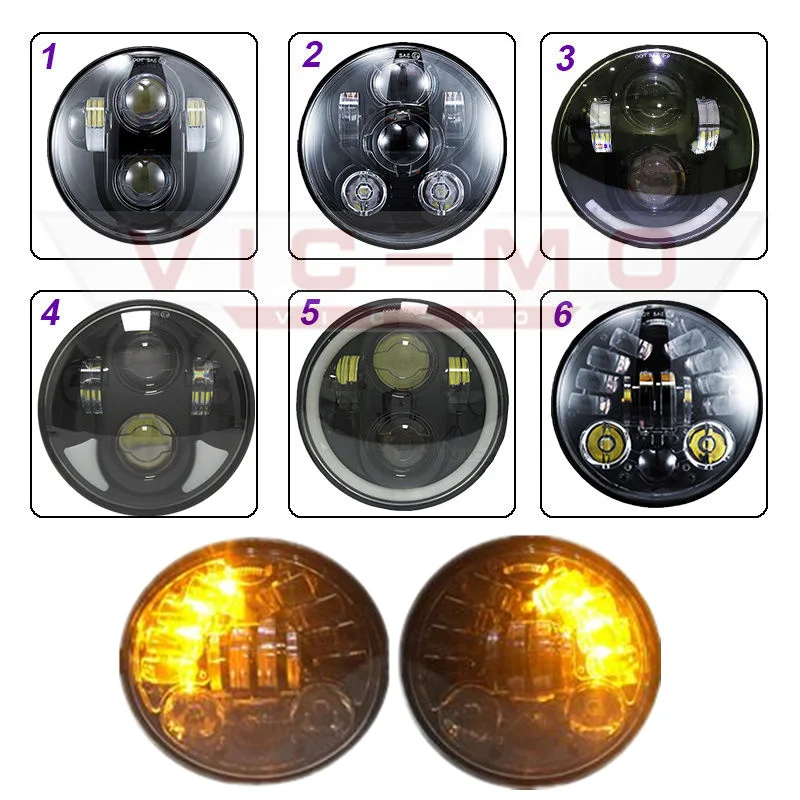5-3/4-дюймовая круглая фара для Harley Daymaker Dyna Sportster 1200 48 883 с поворотным сигналом света, проекторным LED-фонарем дневного света.