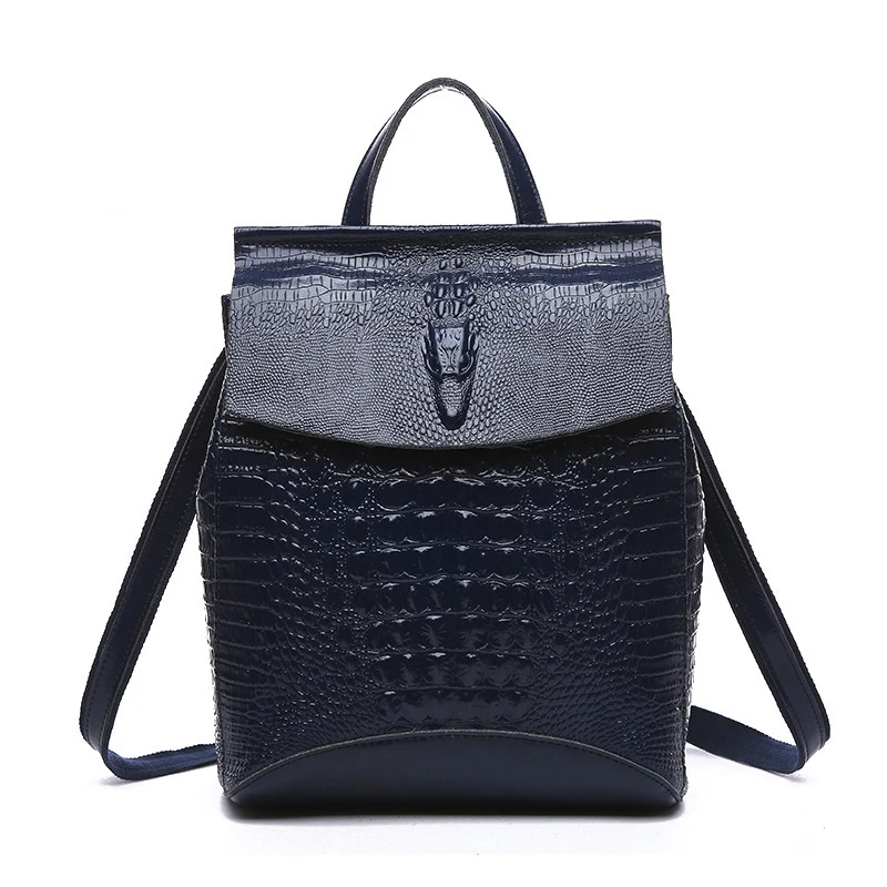 2017 Натуральной Кожи Крокодила Шаблон женщин Рюкзаки Кожаные сумки На Ремне Досуг