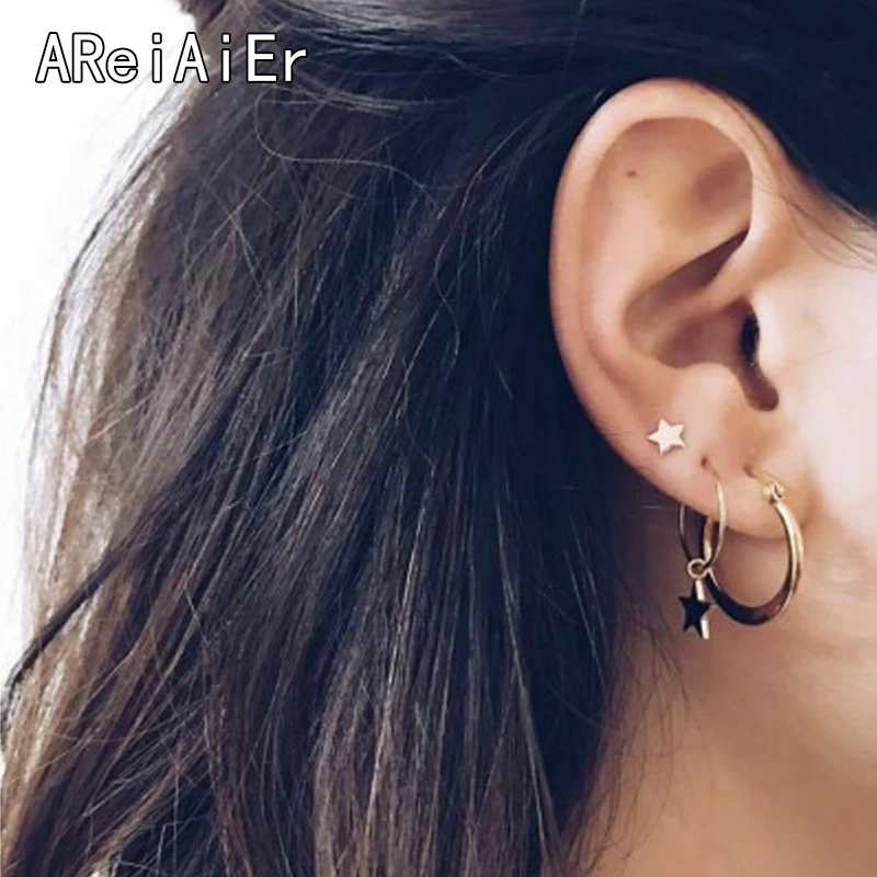 Богемные смешанные геометрические маленькие серьги-гвоздики набор обручи