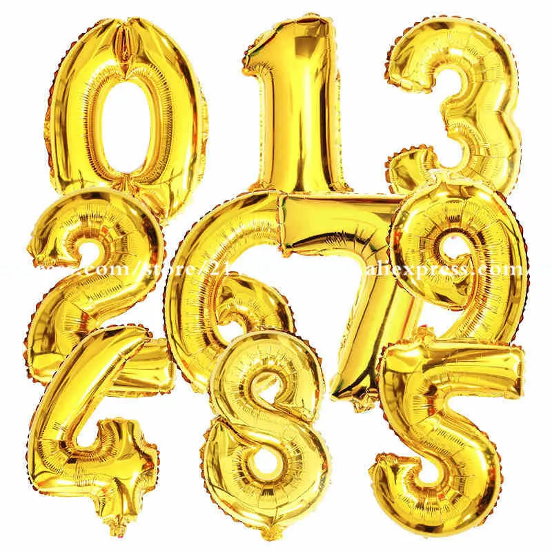 1 шт./лот 40 дюймов цифровой золотой и серебряный фольги большой гелиевый номер