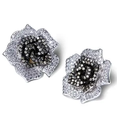 Olivine Красивые большие серьги-гвоздики с зеленым Сиамом, оливин, кристалл, цветные камни, родиевая пластина, ювелирные изделия для женщин, серьги с большим цветком розы - Окраска металла: Olivine