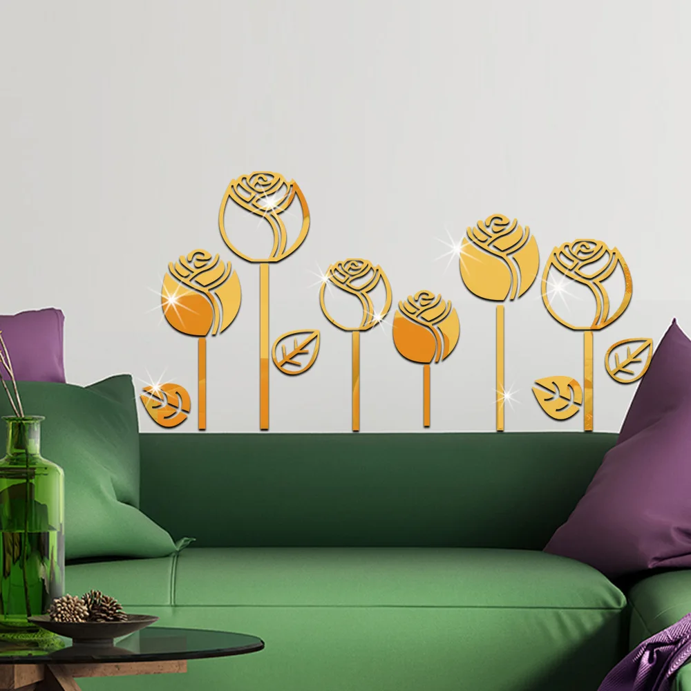 Высококачественные стикеры Funlife 35 шт. зеркальные настенные Стикеры с цветами
