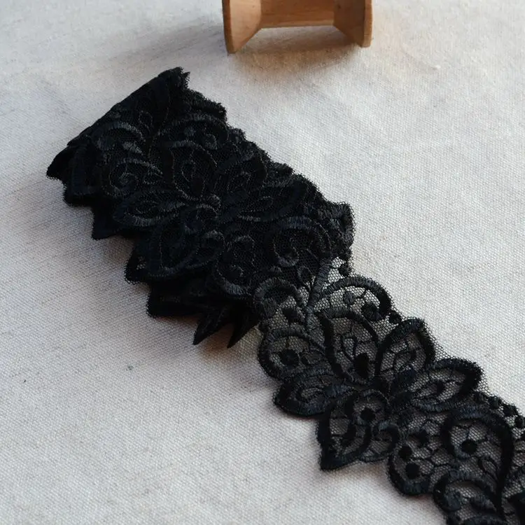 5 Meters/Lot Good quality polyester mesh embroidery lace Black Gold flower trim Clothing accessories | Дом и сад