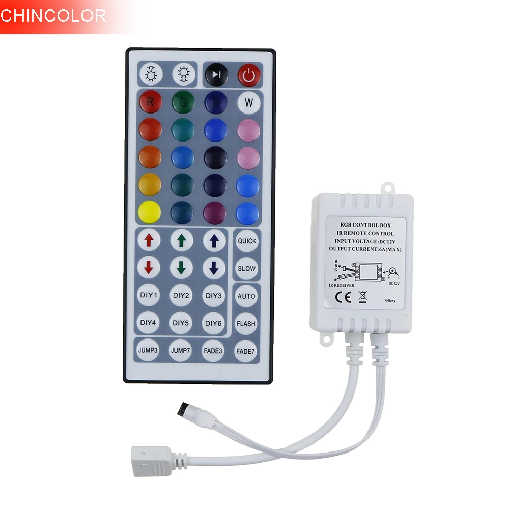 CHINCOLOR1pcs 44key DC12V 6A RGB Control ler красочный с ИК пультом дистанционного управления мини