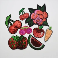 48pcs fruitcherry sequin iron on patch appliques crafts fruit sew patches badge crafts