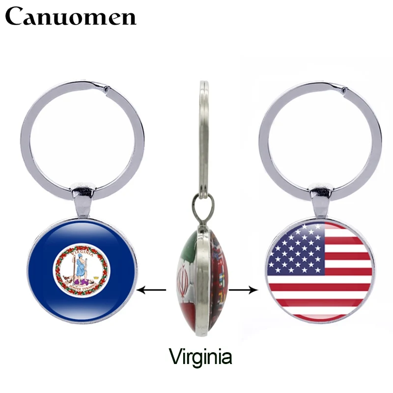 Canuomen Virginia State брелок для ключей флаг Florida Vermont Washington США 50 стеклянный