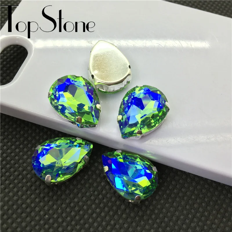 TopStone Colors AB каплевидные Пришивные бусины 10х14мм ~ 20х30 мм стеклянные капли
