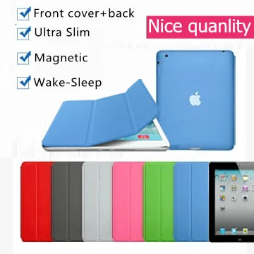 

Nice matte transparent hard back protective case+PU leather magnetic smart cover for apple ipad air 2 case cover 6 thin slim