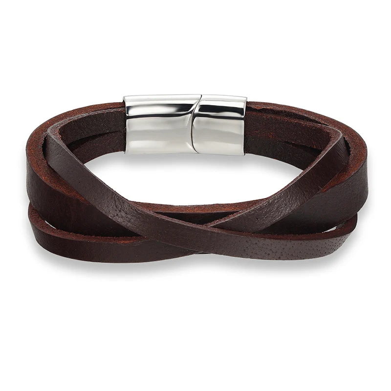 Модный кожаный браслет 2018 многослойный мужской с подвеской аксессуары стильный