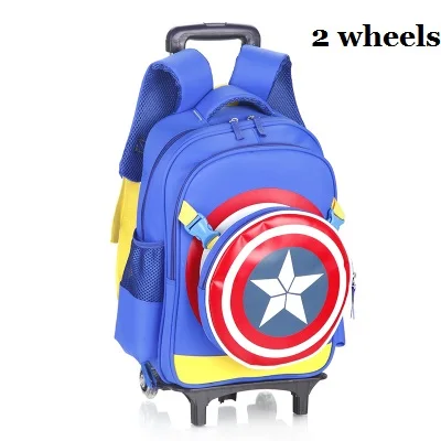 2 wheels 3D Капитан Америка аниме подъем по ступенькам чемодан Мультфильм школьная сумка студентов чемодан на колесиках детский дорожный рюкзак сумка на плечо - Цвет: 2 wheels