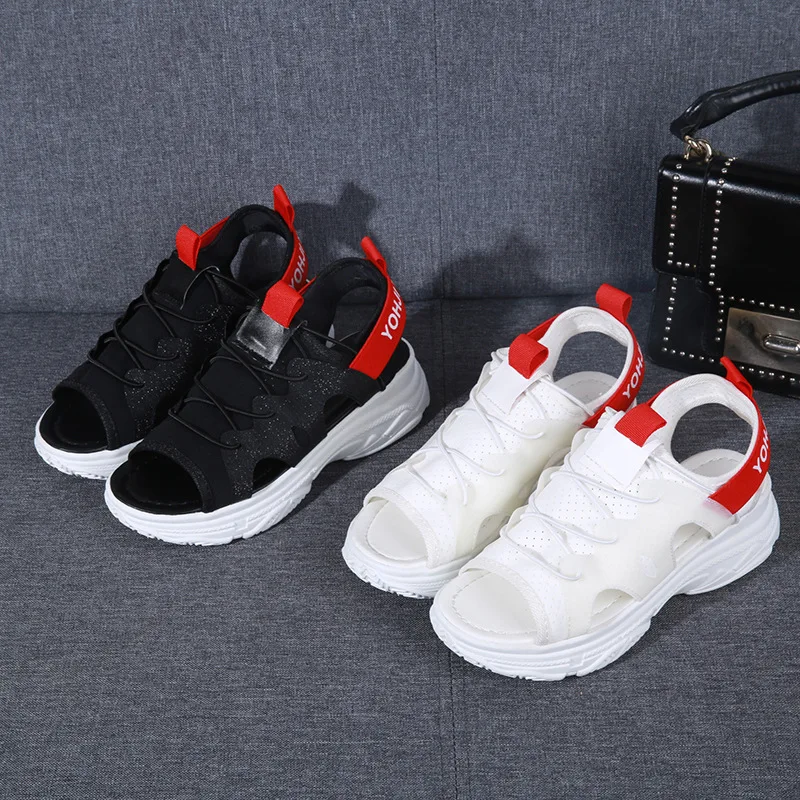 Casual Breathable Sports Sandals Fashion Leisure Summer Women Open Toe Ankle Strap Thick Platform Beach Shoes | Обувь