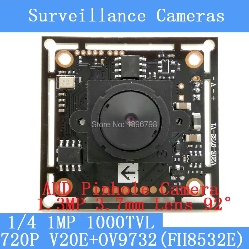

1MP AHD 4in1 mini pinhole camera CCTV 720P mini night vision camera module 1/4"V20E+OV9732 HD 1.3MP 3.7MM lens 92 degrees camera