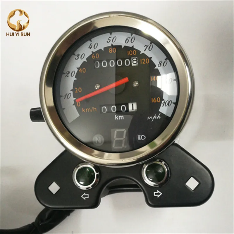 Универсальный одометр мотоцикла спидометр 12 V светодиодный Подходит для Honda Harley Кафе racer