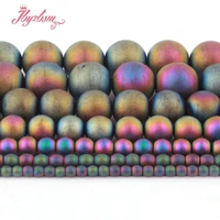23468mm frost round ball multicolor hematite natural stone beads for diy necklace bracelets jewelry making 15 free shipping