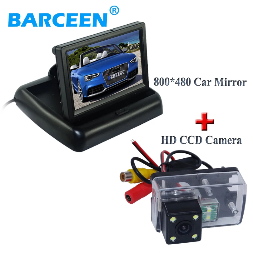 Складной Автомобильный задний монитор цветной экран черный корпус + Проводная