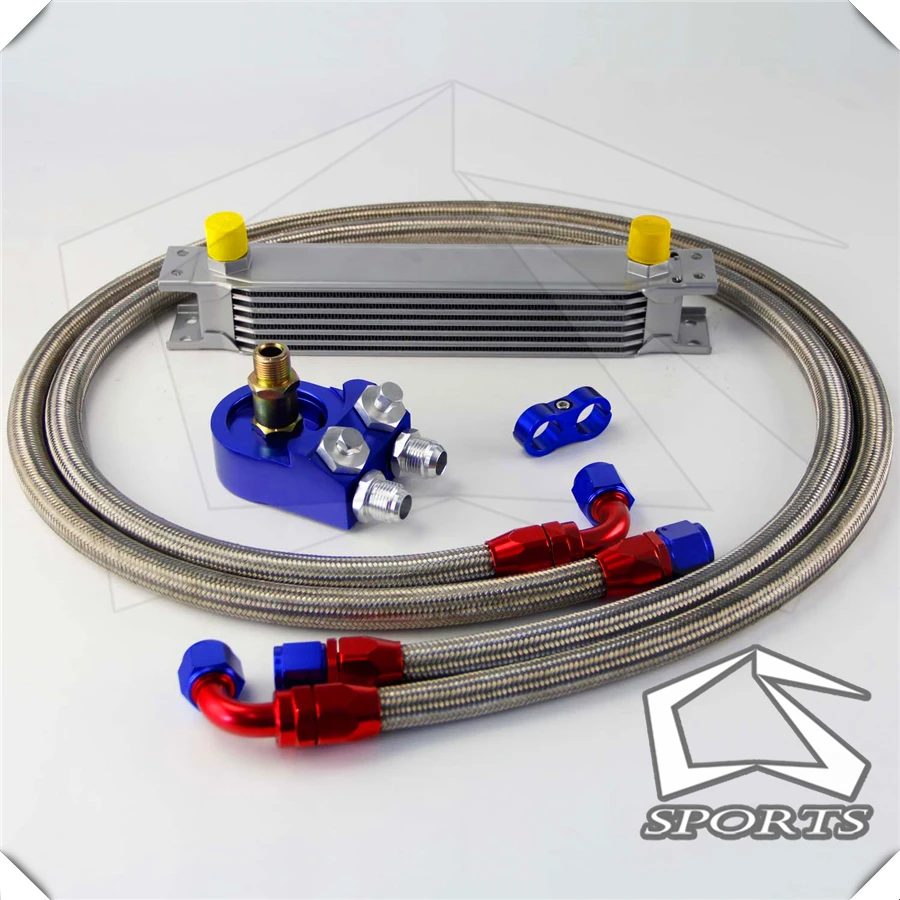 7 ROW AN-10AN UNIVERSAL OIL COOLER+SS Braided Hose kit | Автомобили и мотоциклы