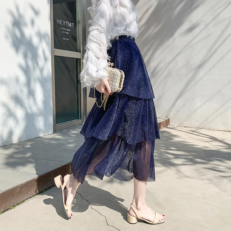 2019 летние женские миди юбки корейские модные пляжные праздничные однотонные