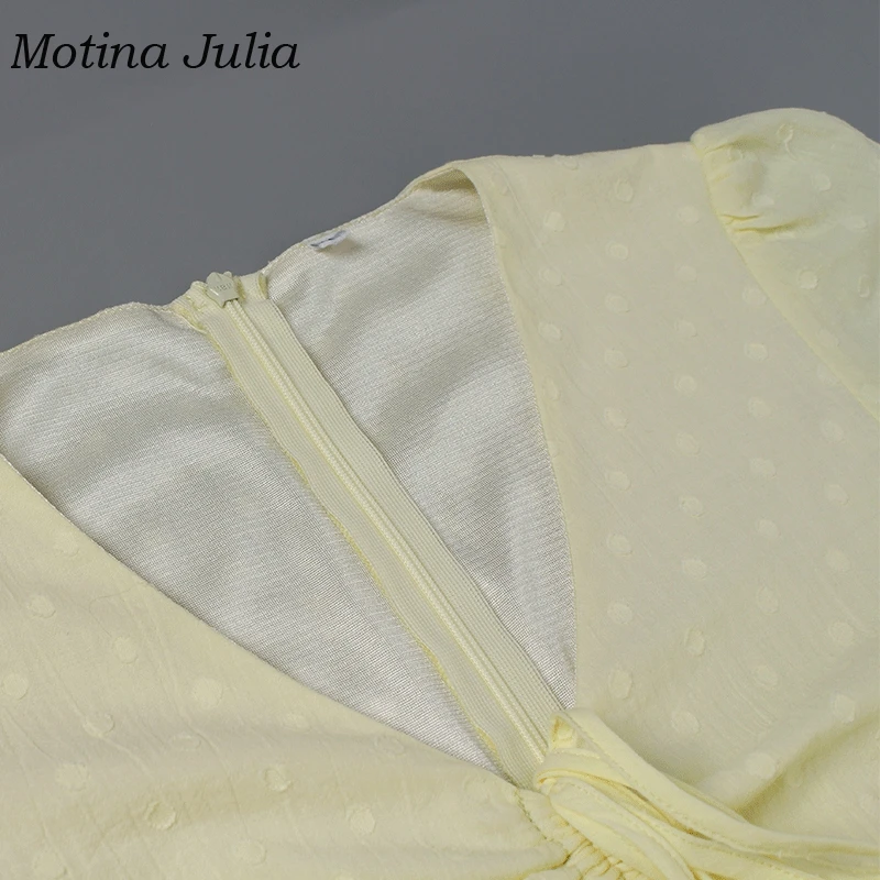Motina Julia 2019 trendy dot print cotton dress boho beach ruffle mini streetwear day female vestidos | Женская одежда