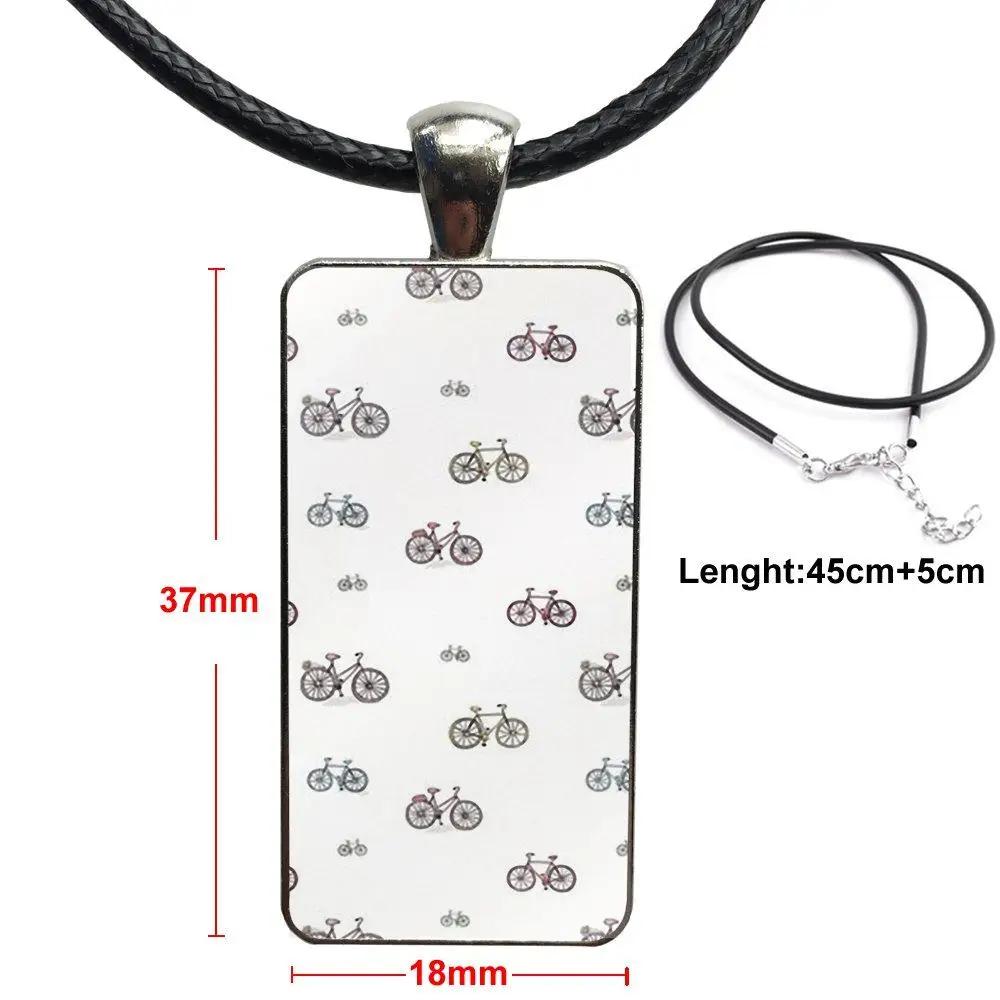 Fashion Glass Cabochon Pendant Rectangle Necklace Choker Jewelry For Women Girls Handmade Bicycle Style | Украшения и аксессуары