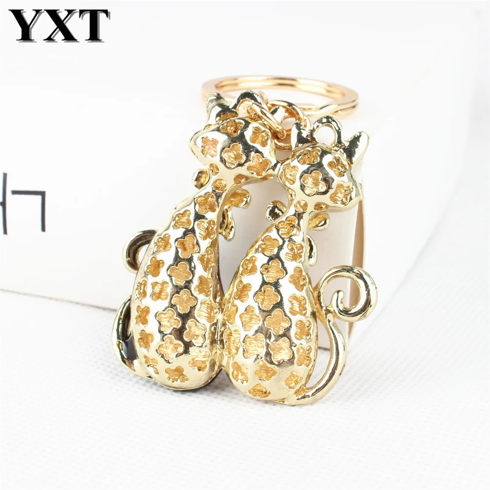 

10PCS Sexy Lover Cat Butterfly Lovely Fashion Cute Rhinestone Crystal Pendent Key Chain Women Charm New Jewelry Gift