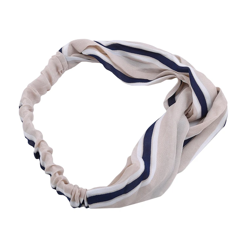 Новая модная женская эластичная повязка на голову с перекрестными полосками для