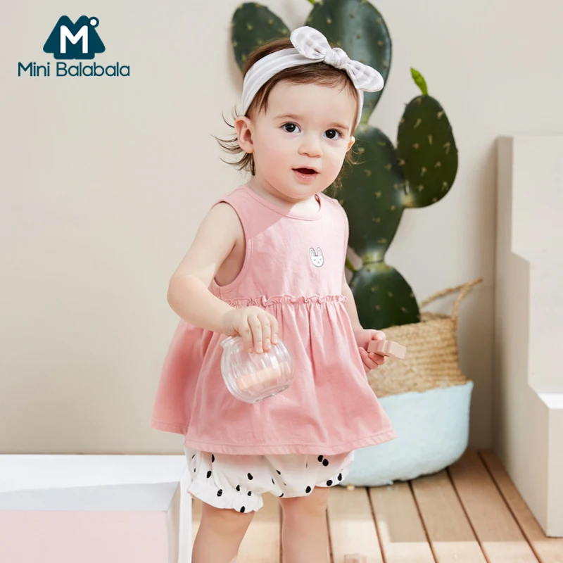Комплекты одежды из хлопка для девочек Mini balabalaBaby летняя одежда двух предметов