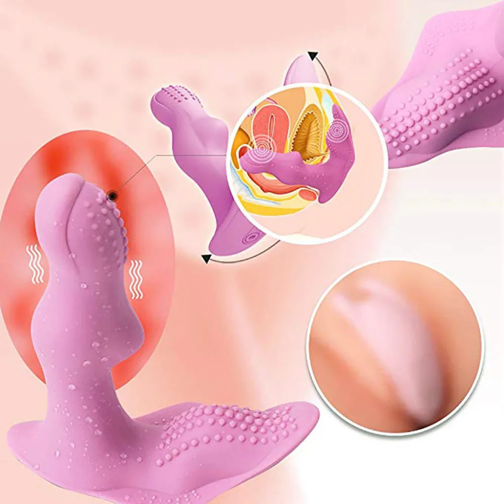 Носимая бабочка фаллоимитатор с подогревом Вибратор для взрослых интимные