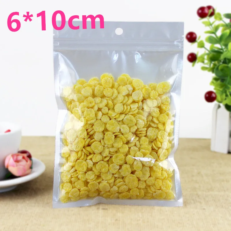 

6*10cm Small White Clear Self Seal Zipper Plastic Retail Packaging Bag, Ziplock Zip Lock Bag Retail Package Pack With Hang Hole