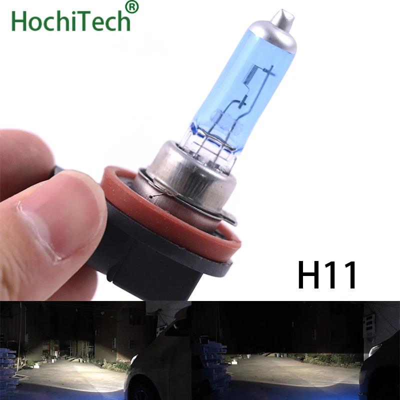 

Top Quality H11 Halogen Lamp 6000K 12V 100W 55W 3000Lm Xenon Dark Blue Super White Quartz Glass Car HeadLight Replacement Bulb
