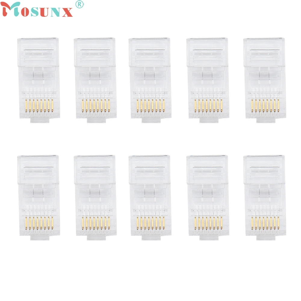 Ecosin 10 шт. Cat5 Cat5e сетевой разъем rj45 металлический кабель модульные штекеры JAN18|rj45